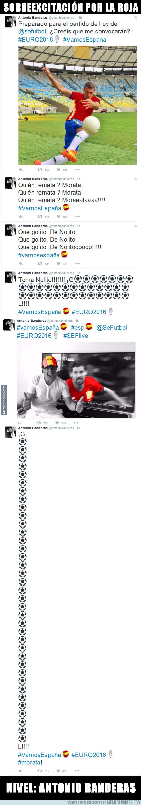 875622 - Los tweets de Antonio Banderas, se vuelve loco con la roja. Hay gente que lo vive mucho