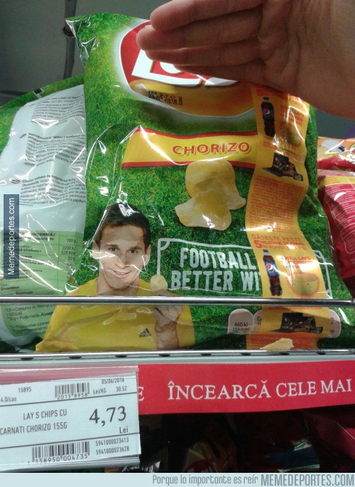 879792 - Chorizo y Messi juntos en una misma bolsa de patatas. ¿Casualidad?