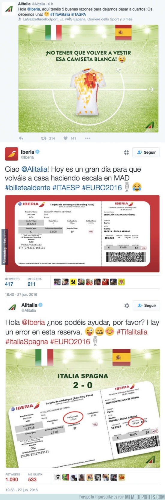 882675 - Así han terminado los zascas entre las aerolíneas Iberia y Alitalia en twitter