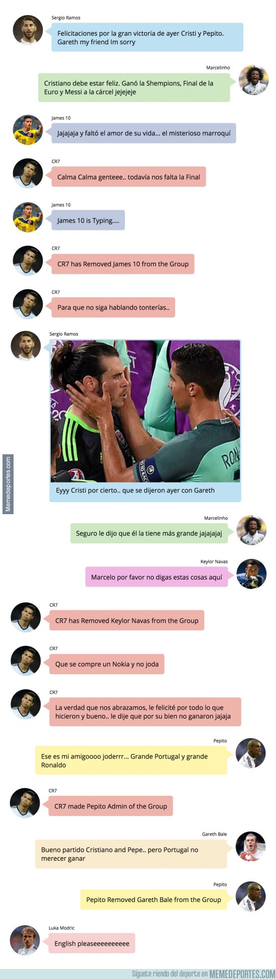 887538 - La conversación en Whatsapp de los jugadores del Real Madrid tras el Portugal - Gales