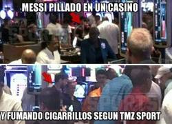 Enlace a ¡Messi pillado en un Casino y fumando!