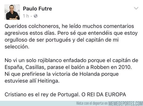 889542 - Paulo Futre, leyenda colchonera, tras ser recriminado por celebrar el triunfo de Portugal