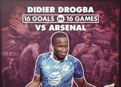 Enlace a Drogba a lo suyo,16 goles en 16 partidos contra el Arsenal