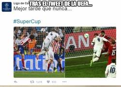 Enlace a El polémico tuit de la cuenta de la Champions League tras el gol de Sergio Ramos
