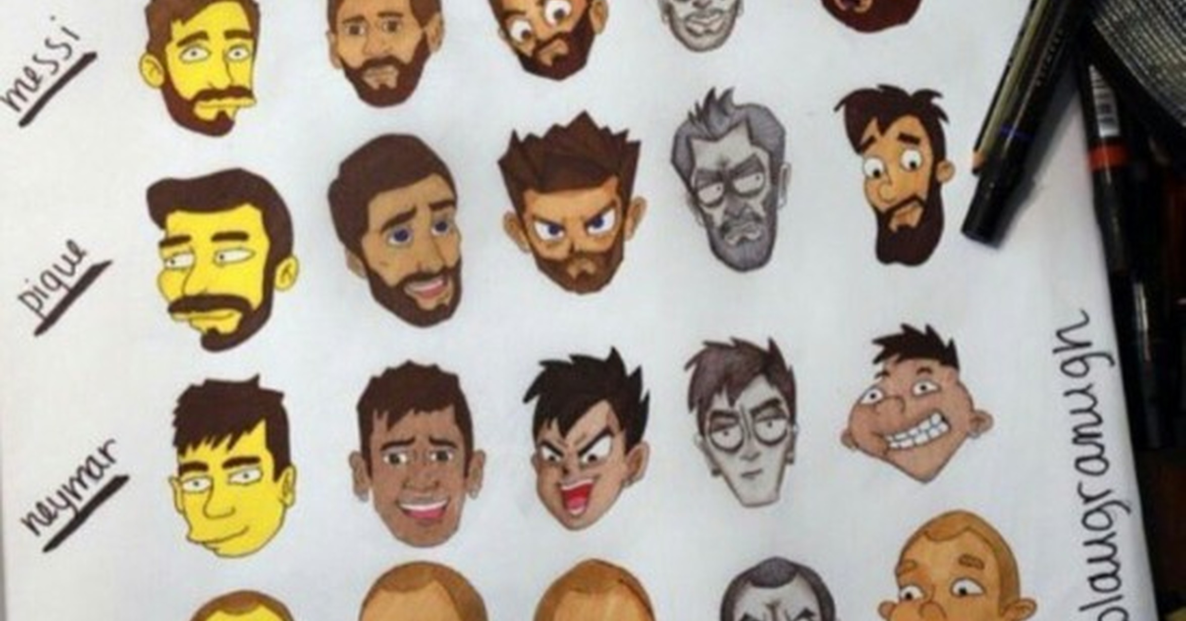 Algunos jugadores del Barça hechos dibujos animados Algunos jugadores del Barça hechos dibujos animados