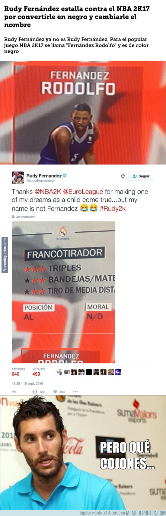 909506 - Rudy Fernández estalla contra el NBA 2K17 por convertirle en negro y cambiarle el nombre