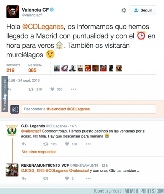911200 - El buen rollo entre Leganés y Valencia en twitter