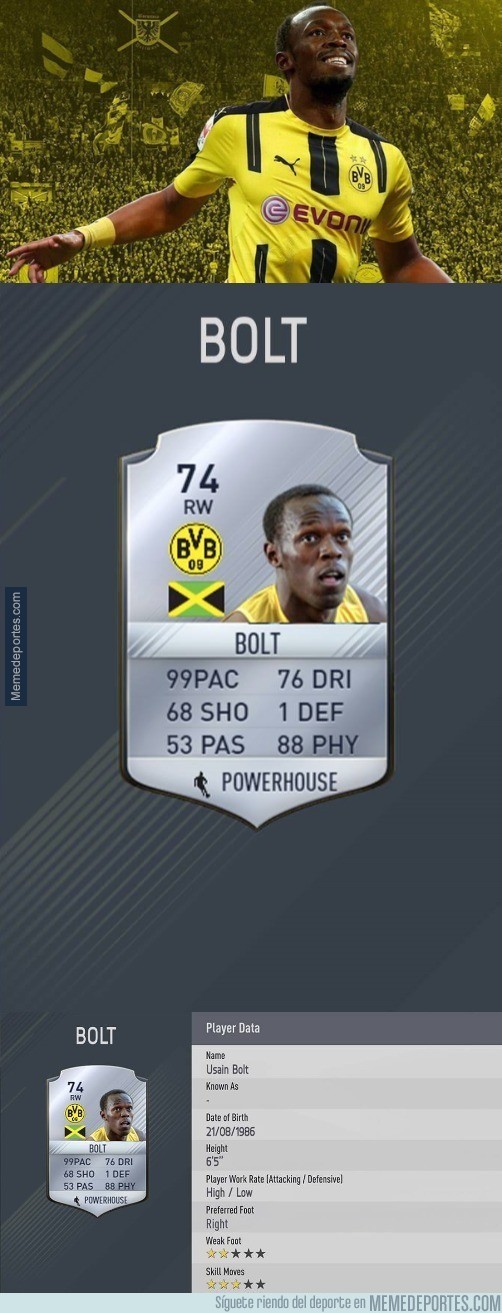924742 - Si Bolt terminara jugando en el Borussia, ésta sería su carta del FIFA