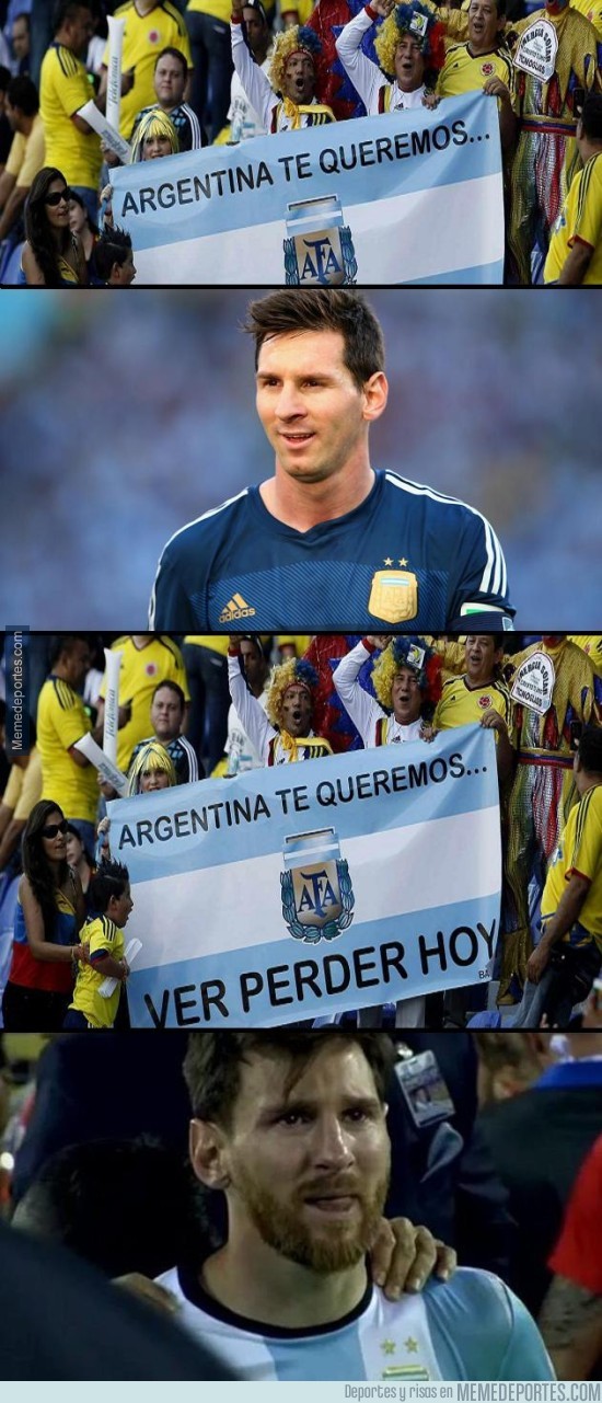 924885 - Así están los aficionados de Colombia apoyando a Argentina con su cartel troll