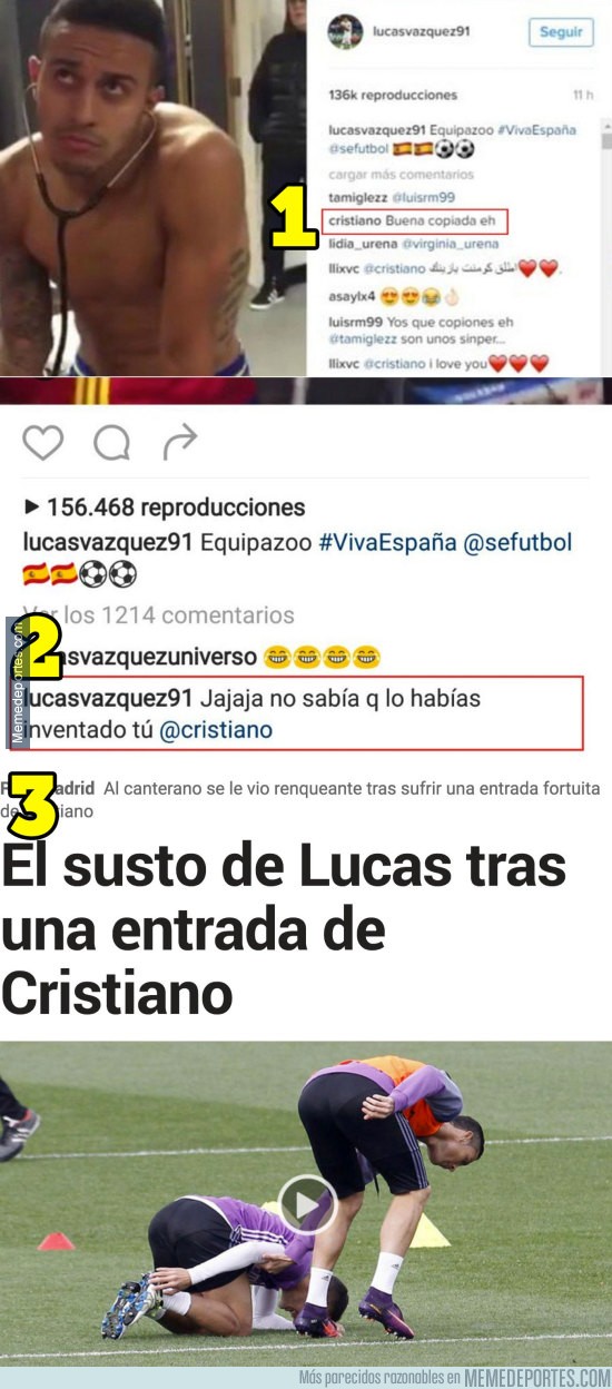 925425 - La respuesta de Cristiano Ronaldo tras su pique con Lucas Vázquez en Instagram