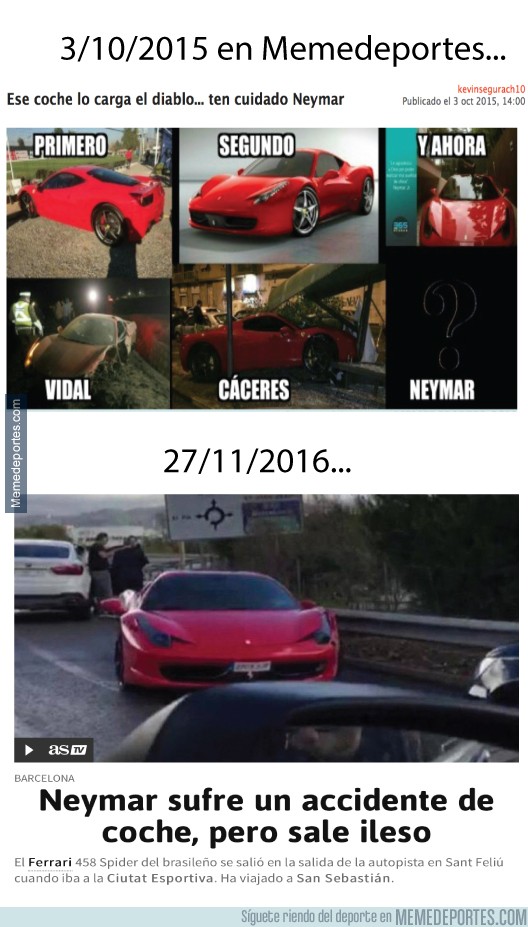 927756 - Memedeportes ya avisó del accidente en coche de Neymar en 2015...