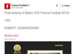 Enlace a La respuesta de Lewandowski al ver que France Football le ha puesto en la 16º posición del BdO