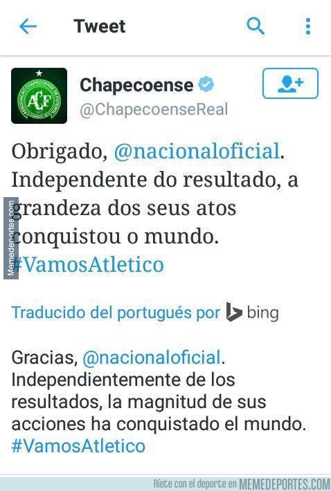933186 - El gesto de solidaridad del Chapecoense con Atlético Nacional #Respect