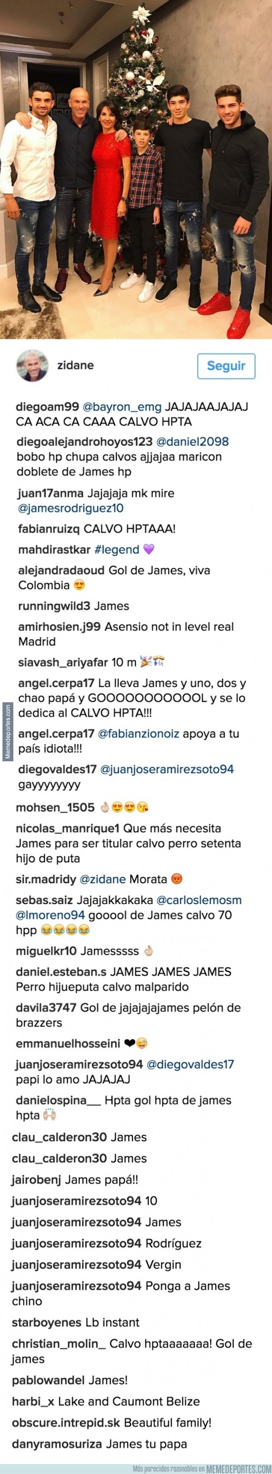 936849 - Fans de James acuden al instagram de Zidane solo para insultarlo