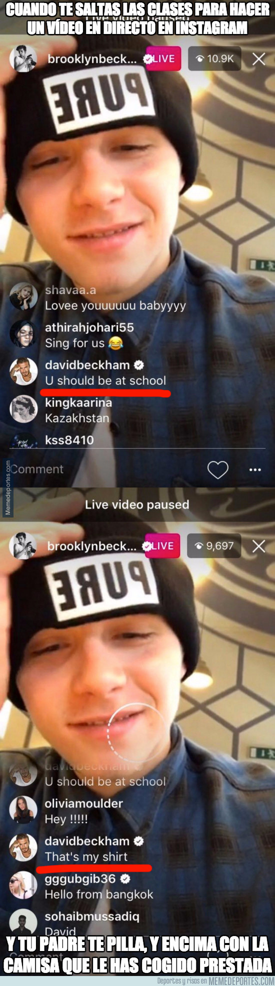 942254 - El hijo David Beckham hace un vídeo en directo y su padre lo trolea de forma épica