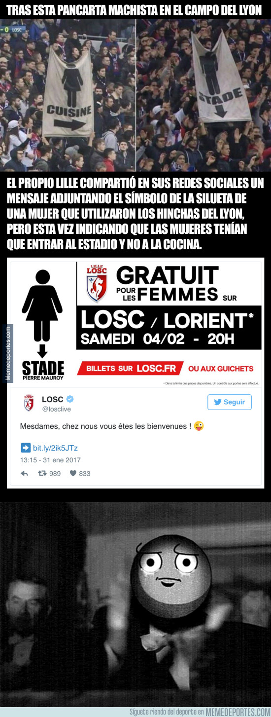 944594 - La genial respuesta oficial del Lille a la lamentable pancarta machista vista en Lyon