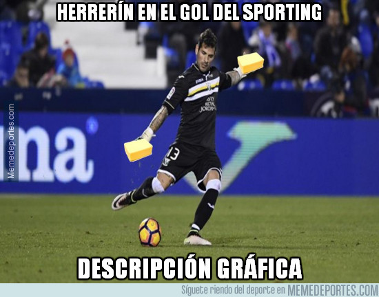 947448 - Herrerín en el gol del sporting