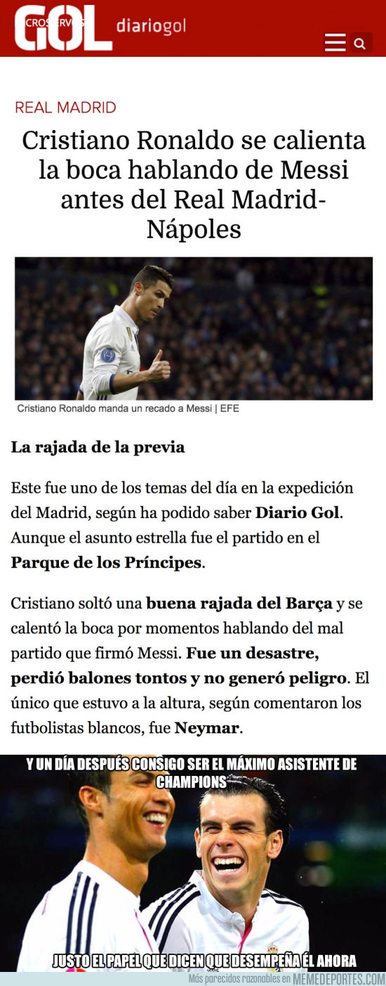 949241 - Cristiano Ronaldo se calienta la boca hablando de Messi antes del Real Madrid-Nápoles
