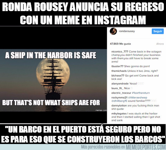 951312 - Ronda Rousey anuncia su regreso con un meme en instagram