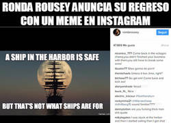 Enlace a Ronda Rousey anuncia su regreso con un meme en instagram