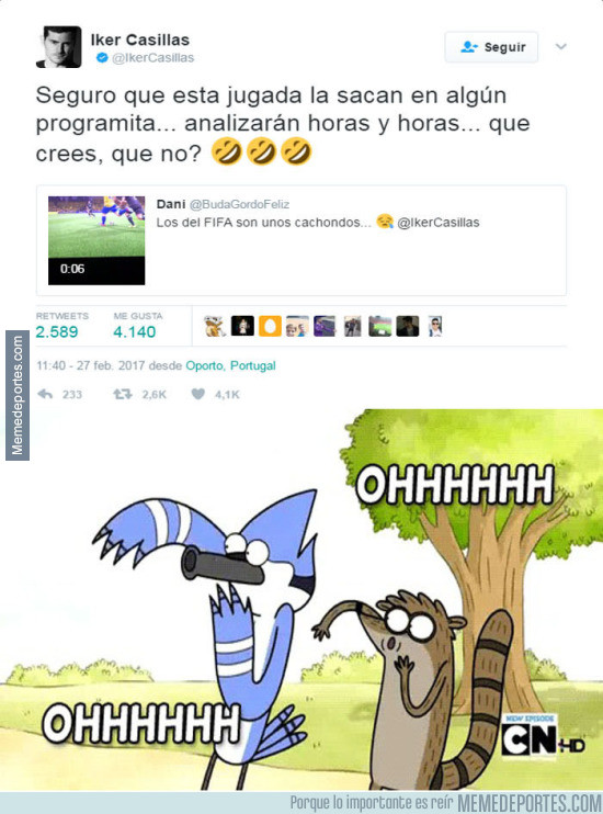 952321 - Casillas responda un vídeo de un fallo suyo en FIFA y envía un recadito al Chiringuito