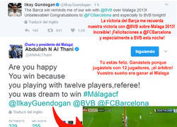 Enlace a Respuesta del Jeque del Málaga a Gundogan en Twitter tras su vacilada
