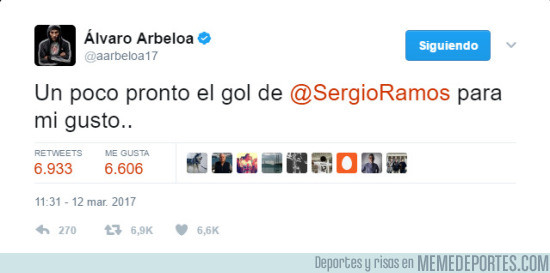 958232 - El Tweet de Arbeloa sobre el nuevo gol de Sergio Ramos