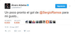 Enlace a El Tweet de Arbeloa sobre el nuevo gol de Sergio Ramos