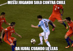 Enlace a Messi jugando solo contra Chile para variar