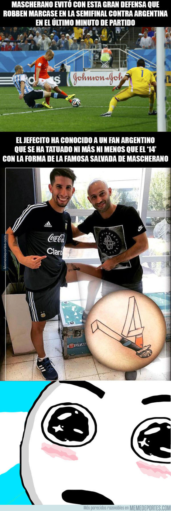 962431 - Mascherano conoce a un fan argentino con un tatuaje que le trae grandes recuerdos