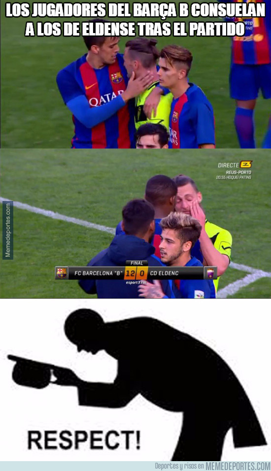 963826 - El gesto de los jugadores del Barça B tras la goleada histórica al Eldense
