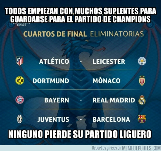 967574 - Ninguno de los 8 equipos de champions perdió este finde