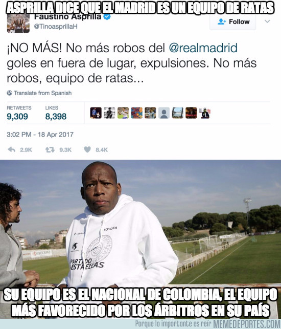 968617 - La rajada del ex-jugador Asprilla insultando al Real Madrid