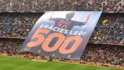 Enlace a Gran pancarta para celebrar los 500 goles de Messi como culé