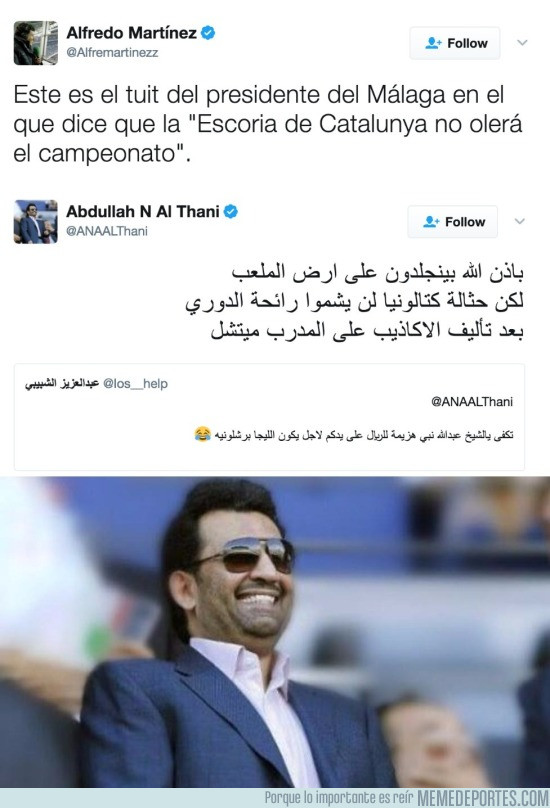 971466 - Al-Thani, presi del Málaga, responde así cuando le piden que ganen al Madrid para el Barça