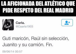 Enlace a La aficionada del Atlético que pide respeto del Real Madrid no es la más indicada