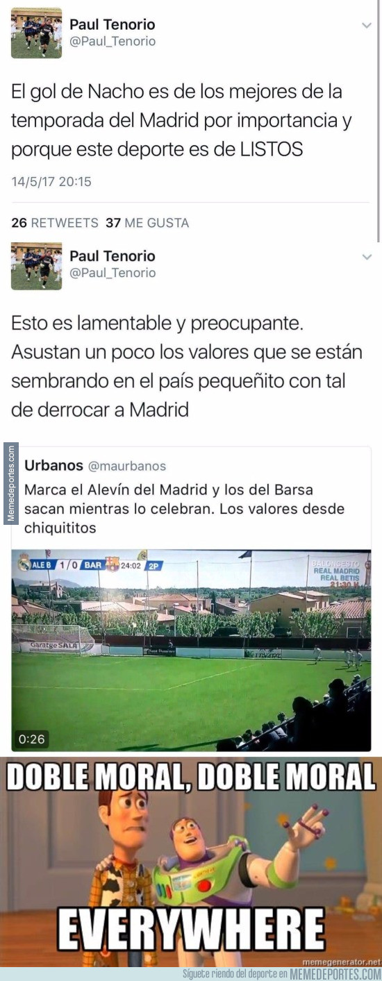 975459 - Los valores y el doble rasero de un periodista de Real Madrid TV en solo 2 tweets