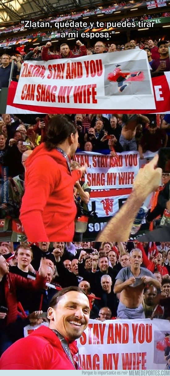 977929 - La gran reacción de Ibrahimovic al ver una pancarta con una propuesta caliente