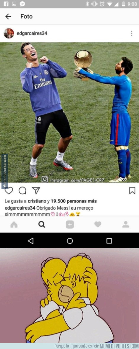 979858 - Cristiano haciendo like en un meme suyo riéndose de Messi