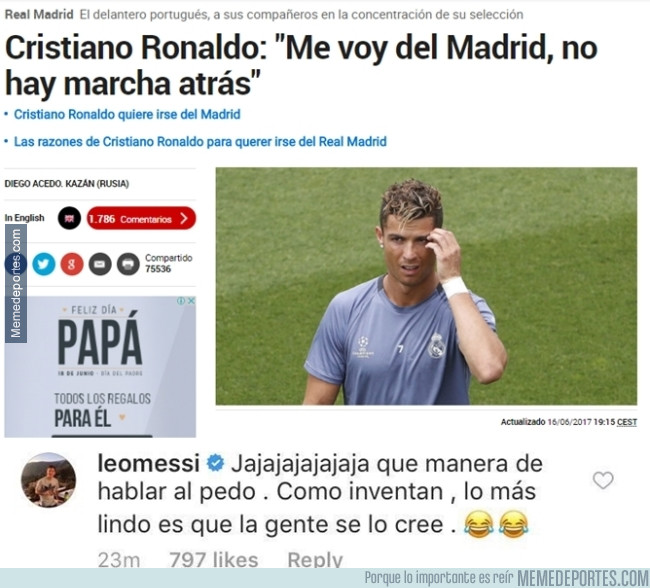 982621 - Messi opina sobre el anuncio de Cristiano de irse del Real Madrid