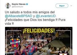 Enlace a Keylor felicita al Levante y Albacete por su ascenso
