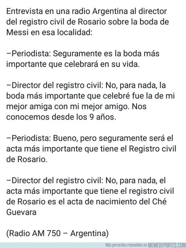 986156 - La bilis del director del Registro Civil de Rosario por el casamiento de Messi, ¿madridista confeso