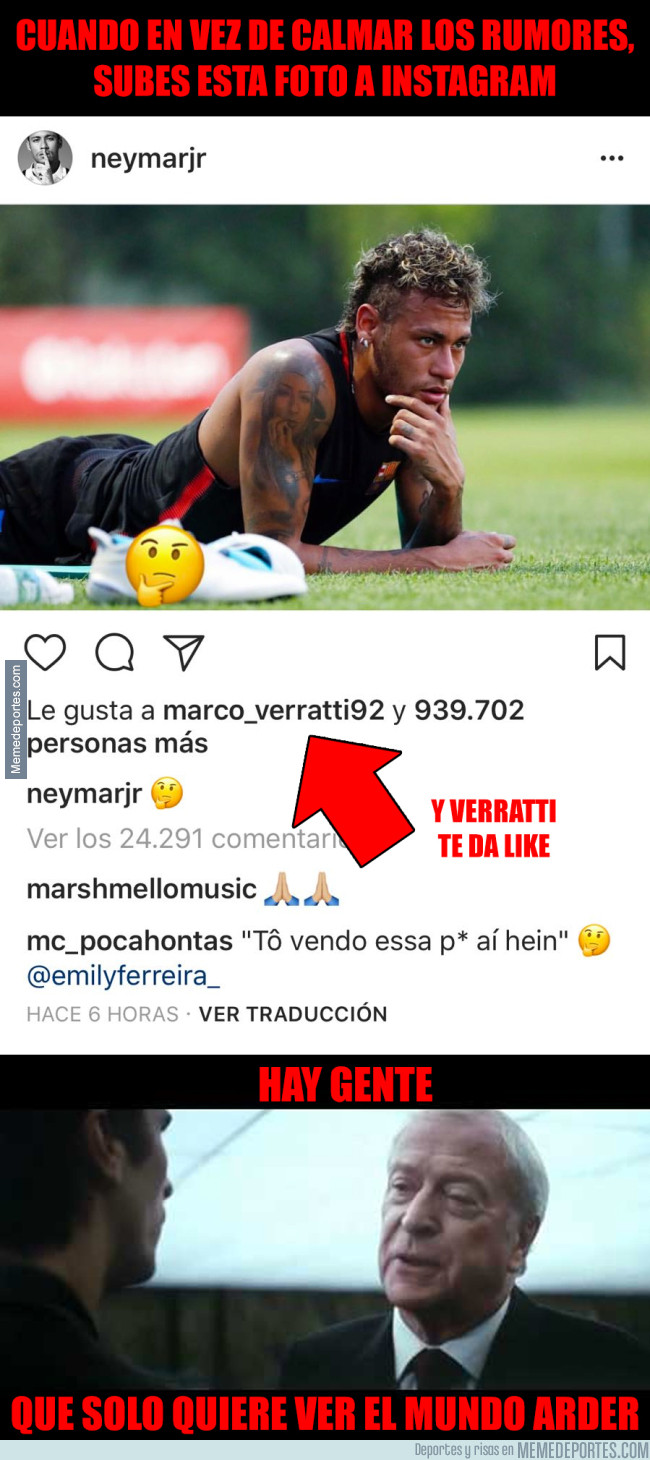 988771 - Neymar enciende todas las luces rojas al subir esta foto a Instagram y Verratti le da like