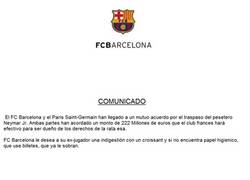 Enlace a Este es el comunicado oficial real del traspaso de Neymar al PSG