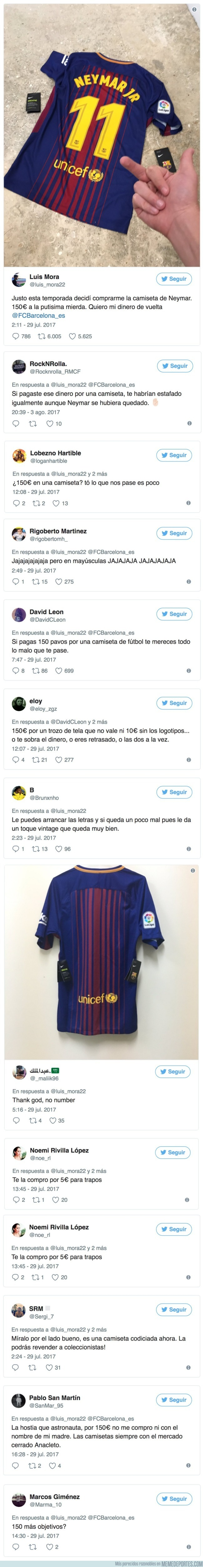 991199 - Protesta porque se acababa de comprar la camiseta de Neymar por 150 euros y Twitter estalla