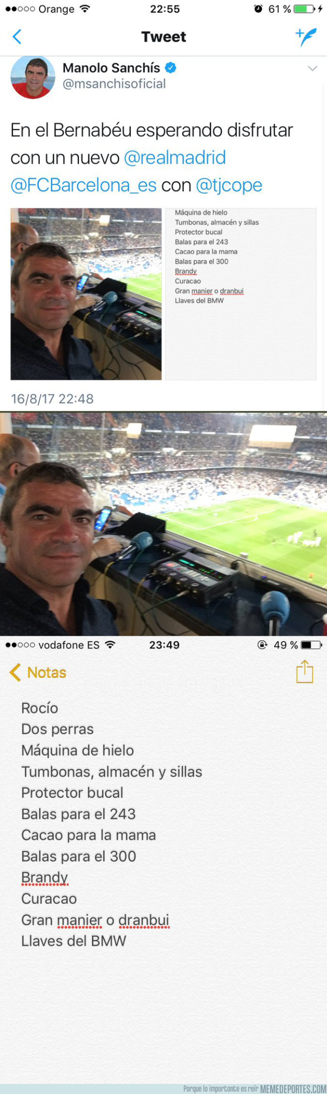 993740 - Manolo Sanchís tuitea sin darse cuenta la lista de la compra en pleno partido del Madrid