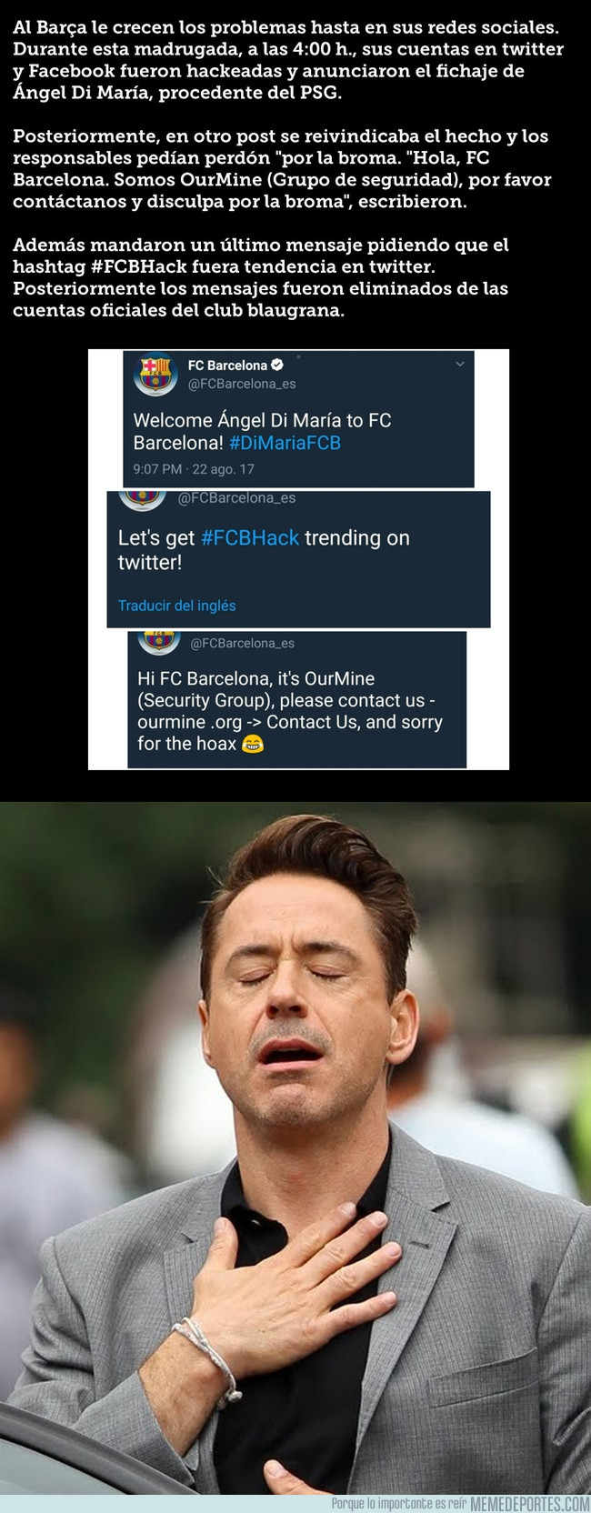 995056 - El Barça anuncia así a DiMaría en Twitter y cuando todo entran en llamas, ven que es un hackeo