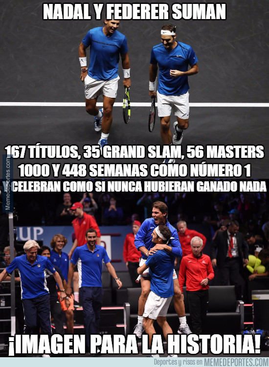 1000854 - Federer y Nadal disfrutan como un par de novatos