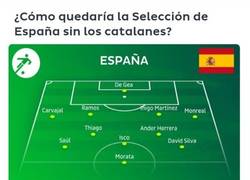 Enlace a Onefootball muestra cómo sería la selección de España actual sin catalanes, y la catalana