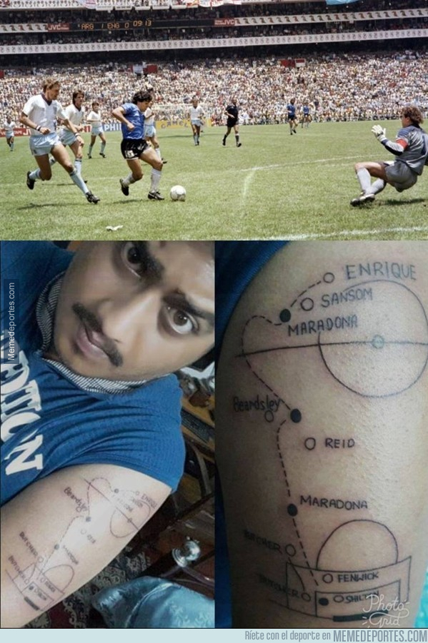 998434 - Hombre en la India se tatúa el gol del siglo de Maradona y luce así de espectacular